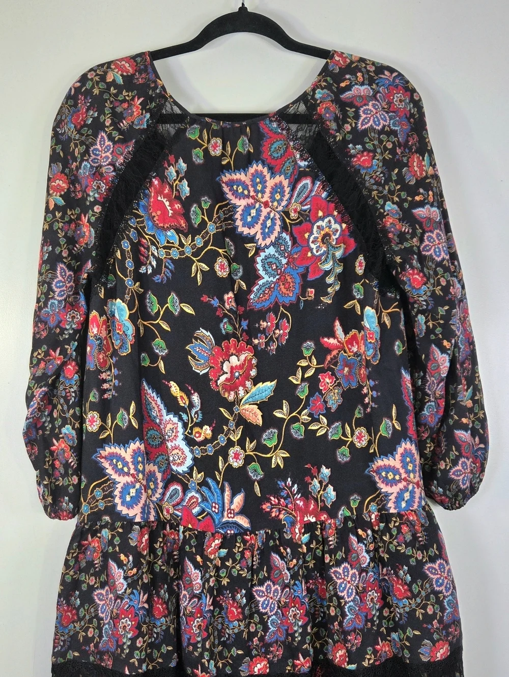 ALICE + OLIVIA LAKITA FLORAL LACE TUNIC DRESS.